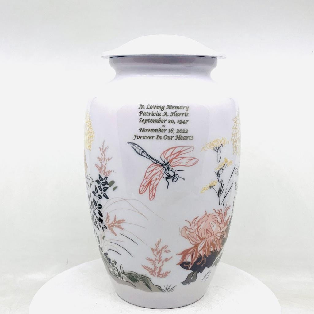 White butterfly flowers Adult Urn - Cremation Urns for Adult Ashes - Urns for Ashes Adult Male - Urn - Urns for Human Ashes - Decorative Urn