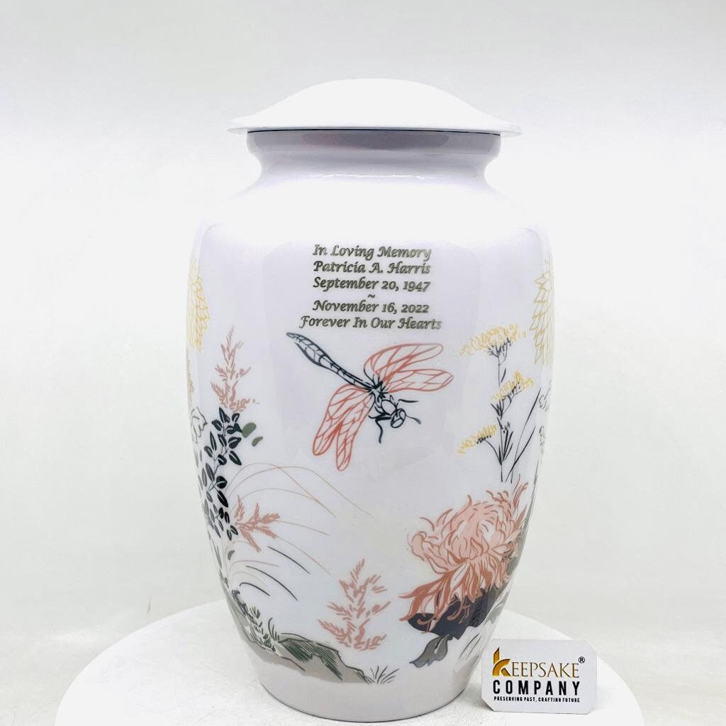 White butterfly flowers Adult Urn - Cremation Urns for Adult Ashes - Urns for Ashes Adult Male - Urn - Urns for Human Ashes - Decorative Urn