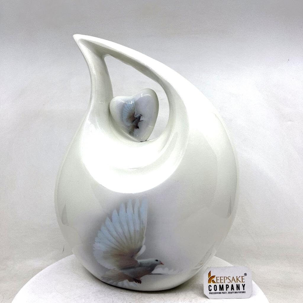 White Dove Teardrop Cremation Urns for Ashes Adult Male -  Urns for Ashes Adult Female - Urn - Urns - Cremation Urn  from Keepsake Company