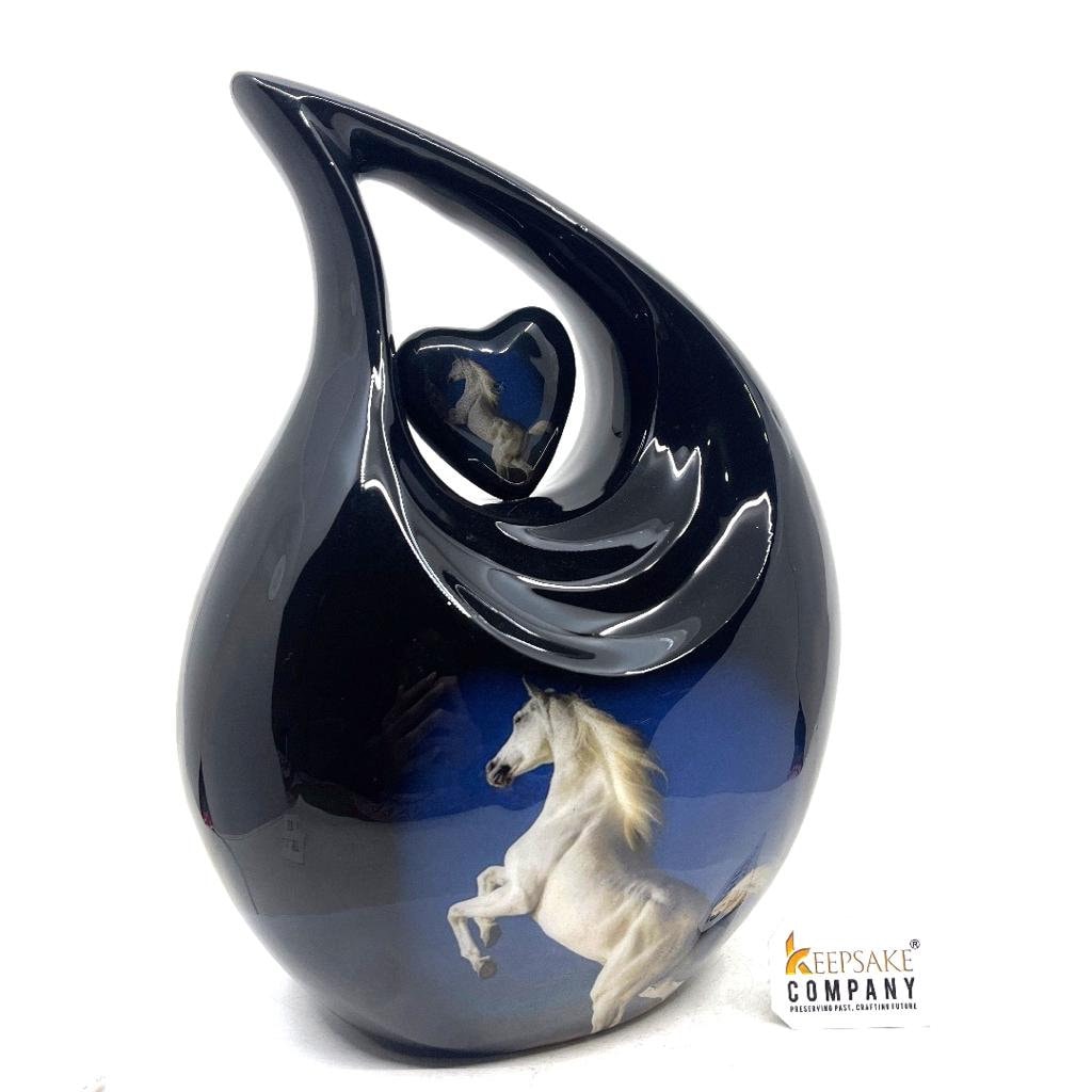 White Horse Teardrop Cremation Urns for Ashes -  Urns for Ashes  - Urn -  Funeral Urn - Urn for Ashes - Memorial urn - Personalized urn