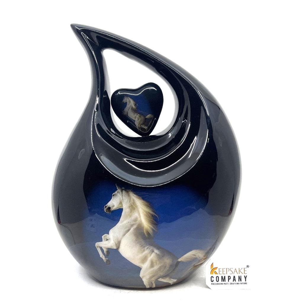 White Horse Teardrop Cremation Urns for Ashes -  Urns for Ashes  - Urn -  Funeral Urn - Urn for Ashes - Memorial urn - Personalized urn