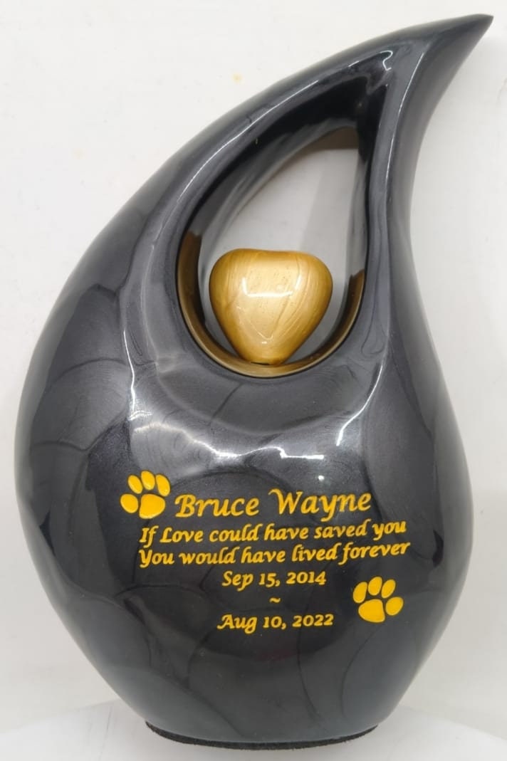 Black Yellow Pearl Pet Urn - Pet Urns for Dogs Ashes - Dog Urn - Dog Urns for Ashes  - Urns for Dogs - Urn for Dog Ashes - Cat Urn for Ashes