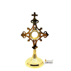 Brass Reliquary in 24 Carat Gold Plating - Small Reliquary - Monstrance -Reliquary - Relic Case - Brass Sacred Vessel Host Container