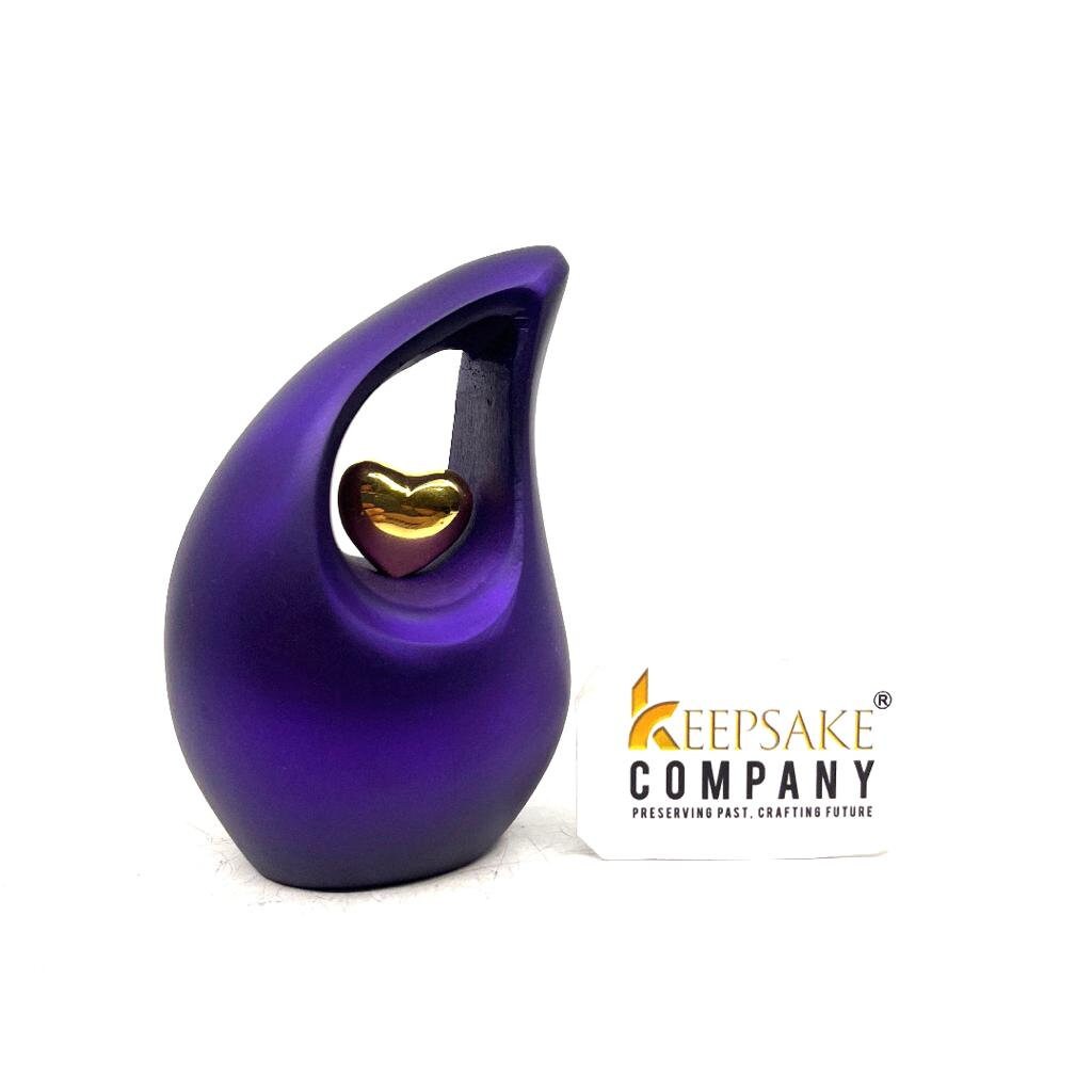 Purple Teardrop Small Urns for Human Ashes with Heart - Mini Urns for Human Ashes - Ashes Urn - Keepsake Urns for Human Ashes - Mini Urn