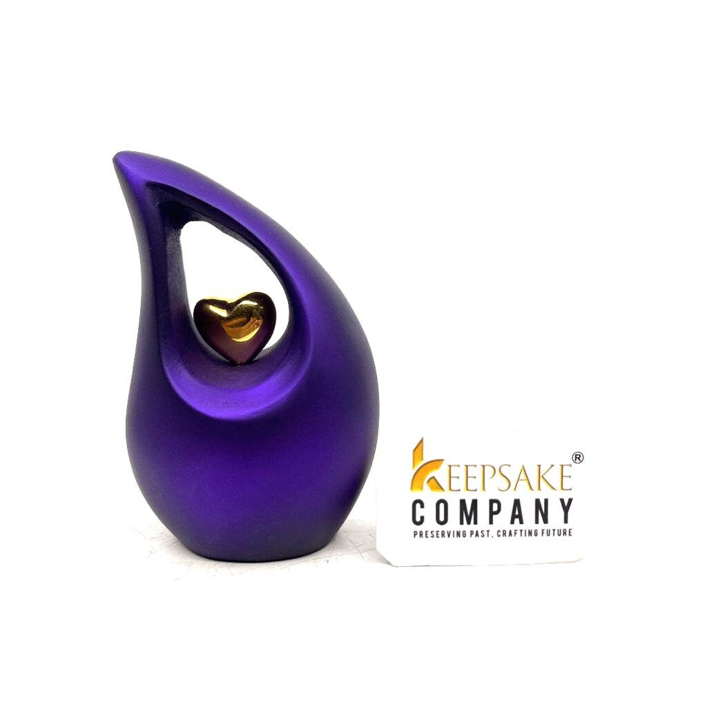 Purple Teardrop Small Urns for Human Ashes with Heart - Mini Urns for Human Ashes - Ashes Urn - Keepsake Urns for Human Ashes - Mini Urn
