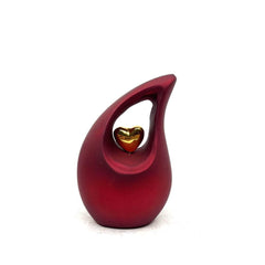 Red Teardrop Small Urns for Human Ashes with Heart - Mini Urns for Human Ashes - Ashes Urn - Keepsake Urns for Human Ashes - Mini Urn