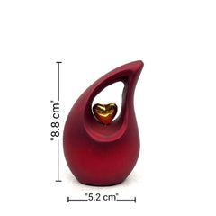 Red Teardrop Small Urns for Human Ashes with Heart - Mini Urns for Human Ashes - Ashes Urn - Keepsake Urns for Human Ashes - Mini Urn