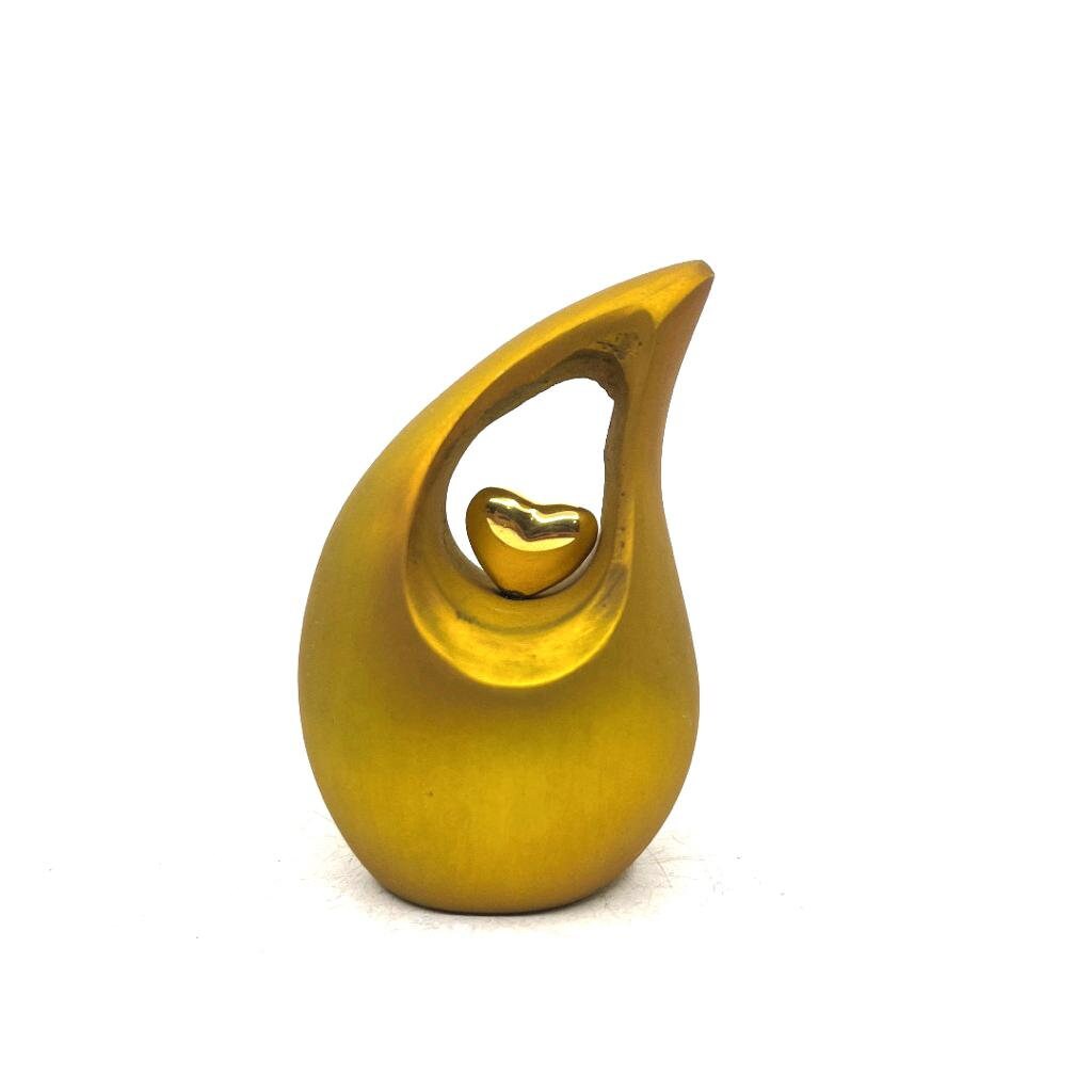 Yellow  Teardrop Small Urns for Human Ashes with Heart - Mini Urns for Human Ashes - Ashes Urn - Keepsake Urns for Human Ashes - Mini Urn
