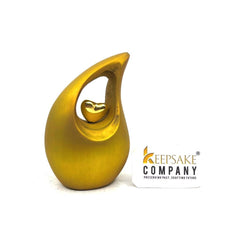 Yellow  Teardrop Small Urns for Human Ashes with Heart - Mini Urns for Human Ashes - Ashes Urn - Keepsake Urns for Human Ashes - Mini Urn