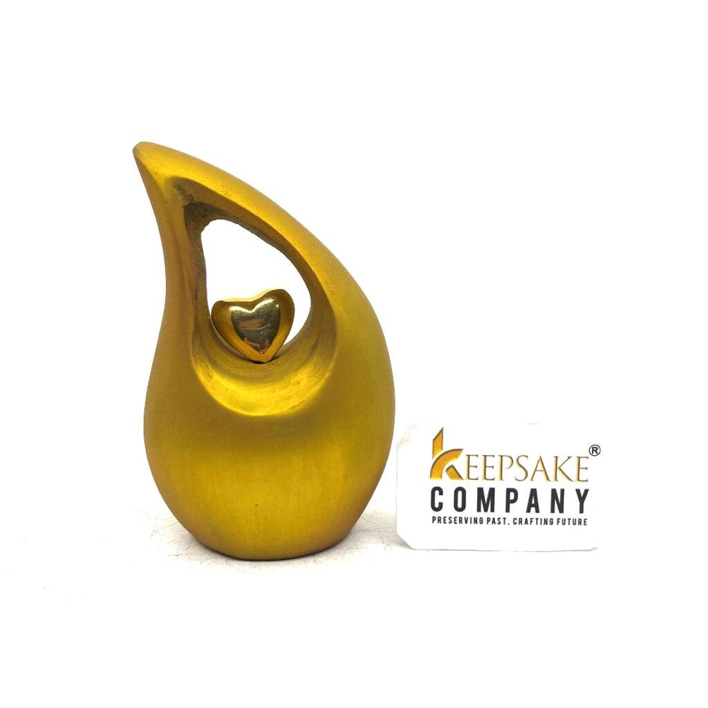 Yellow  Teardrop Small Urns for Human Ashes with Heart - Mini Urns for Human Ashes - Ashes Urn - Keepsake Urns for Human Ashes - Mini Urn
