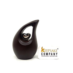 Brown Teardrop Small Urns for Human Ashes with Heart - Mini Urn for Human Ashes - Ashes Urn - Keepsake Urns for Human Ashes - Mini Urn - Urn