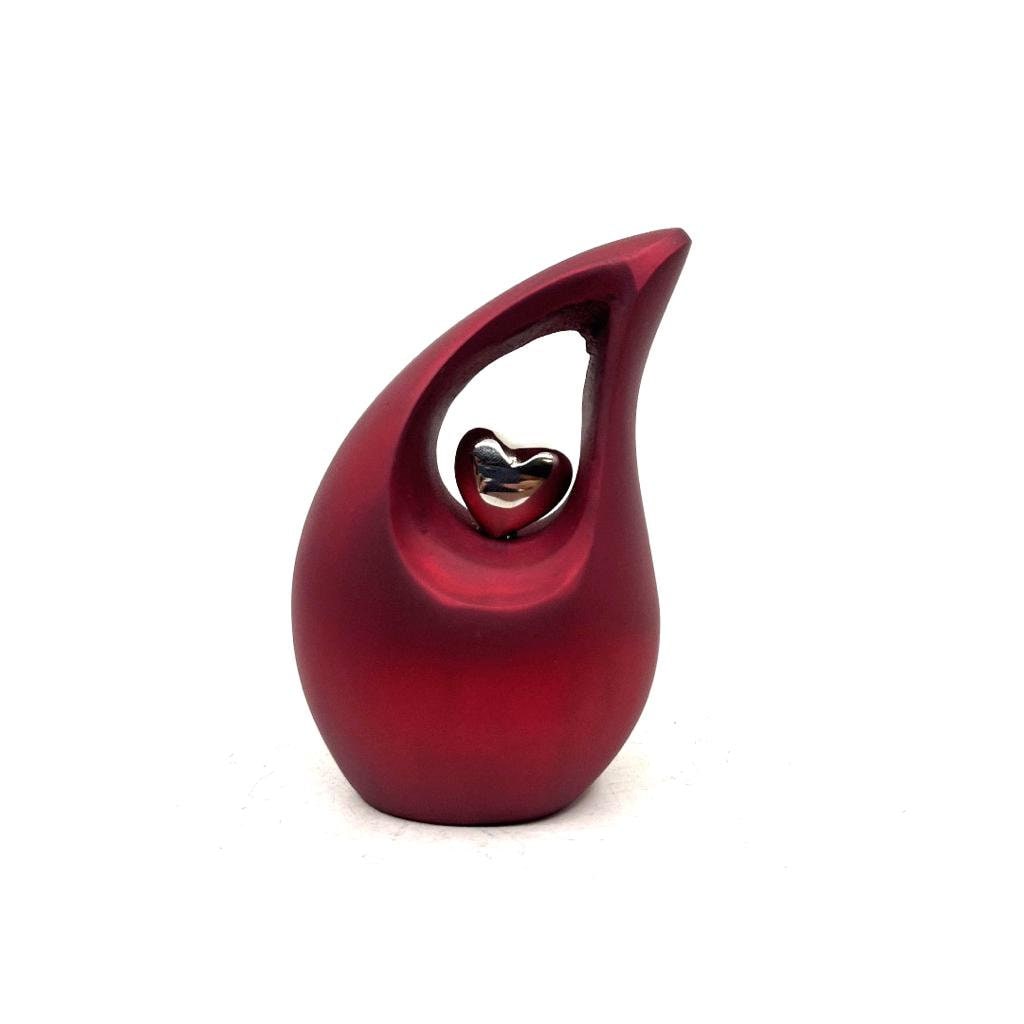 Red Teardrop Small Urns for Human Ashes with Heart - Mini Urns for Human Ashes - Ashes Urn - Keepsake Urns for Human Ashes - Mini Urn - Urne