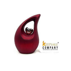 Red Teardrop Small Urns for Human Ashes with Heart - Mini Urns for Human Ashes - Ashes Urn - Keepsake Urns for Human Ashes - Mini Urn - Urne