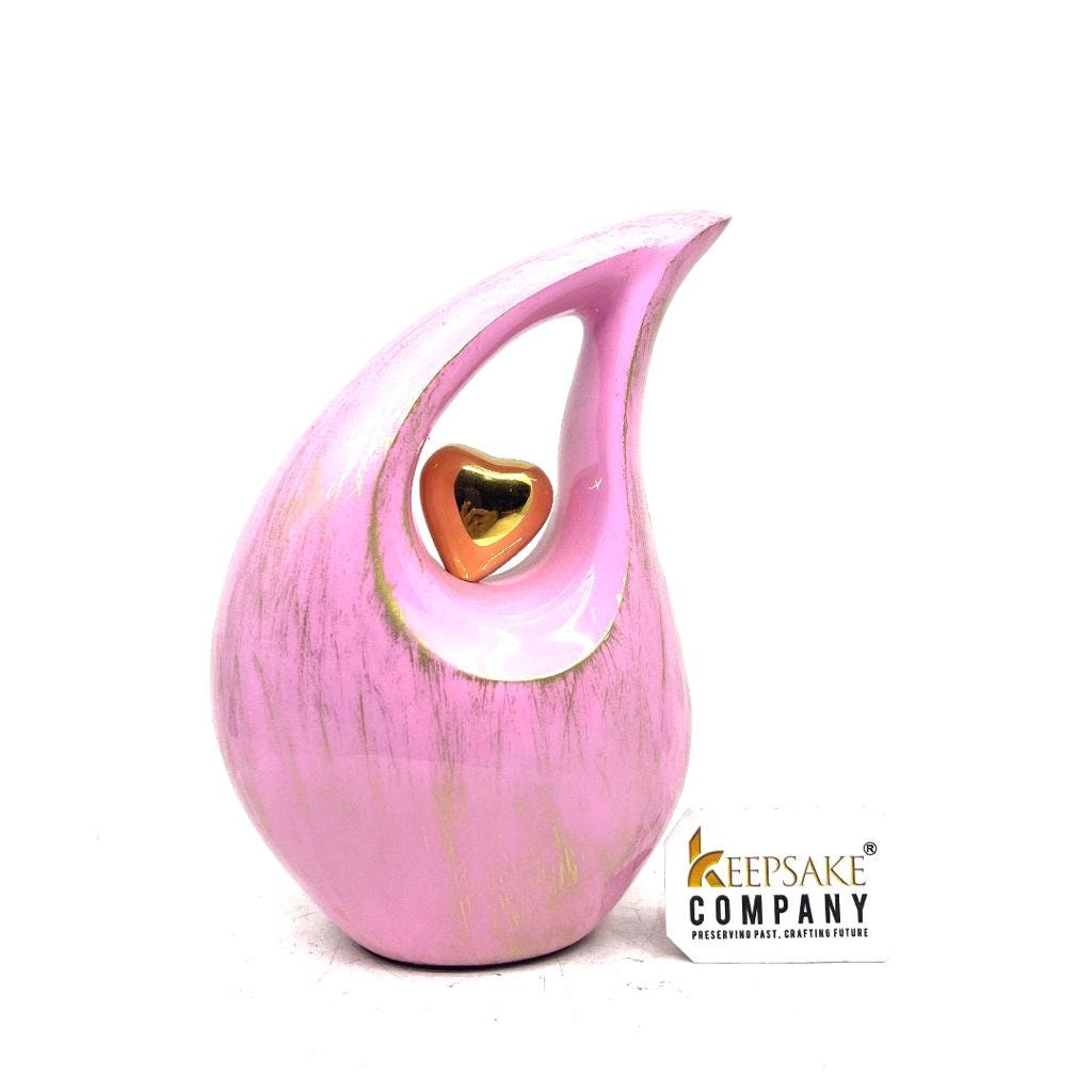 Pink Golden Teardrop Cremation Urns for Human Ashes - Urn- Urns for Ashes - Personalized Urn   (6 Inches/ 15 centimetres)