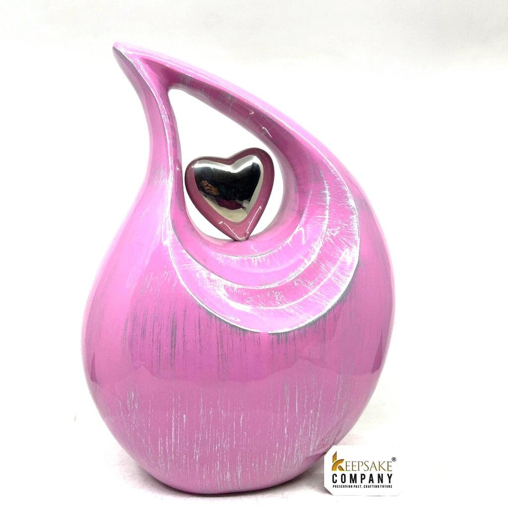 Pleasing Pink Silver Teardrop Urn - Urns for Ashes Adult male - urns for human ashes female - Cremation Urns for Adult Ashes  - Urns - Urn