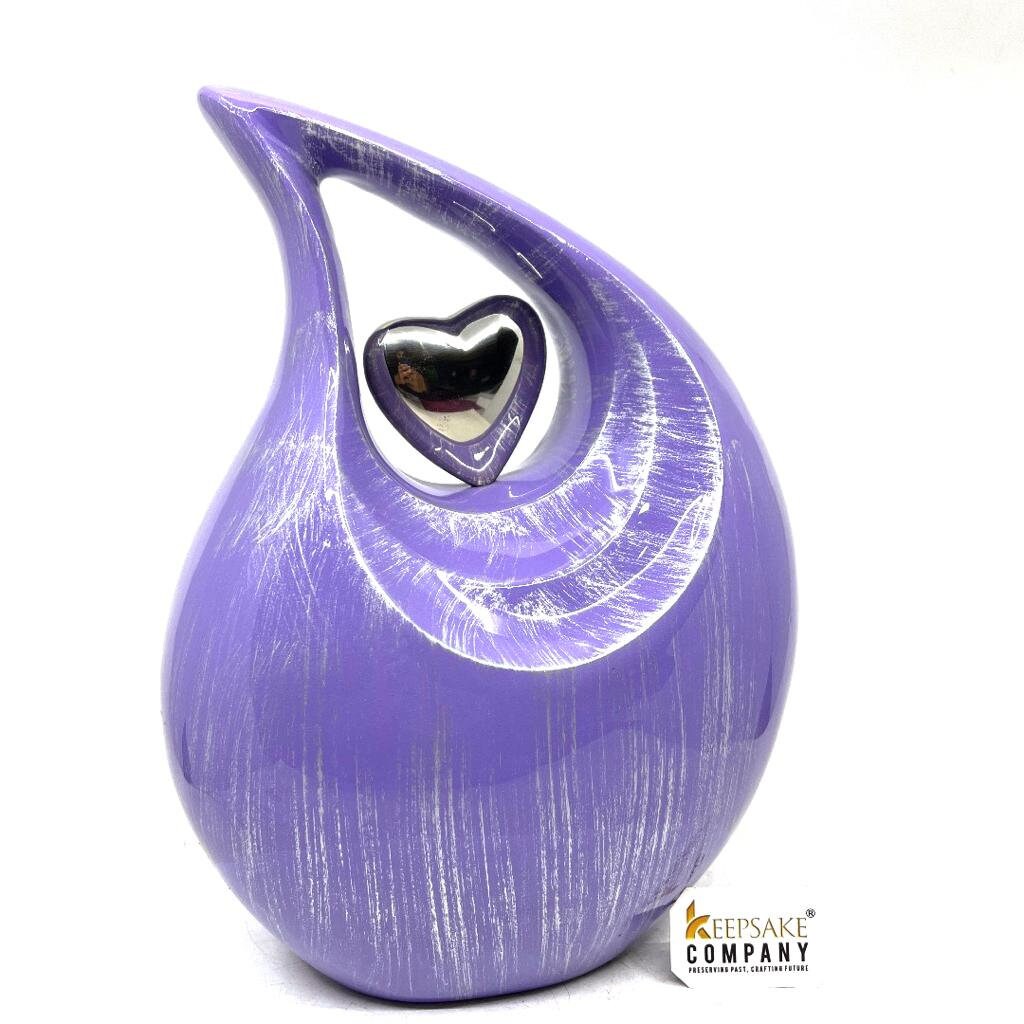 Lovely Lavender Silver Teardrop Urn - Urns for Ashes Adult male - urns for human ashes female - Cremation Urns for Adult Ashes  - Urns - Urn