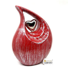 Ravishing Red Silver Teardrop Urn - Urns for Ashes Adult male - urns for human ashes female - Cremation Urns for Adult Ashes  - Urns - Urn