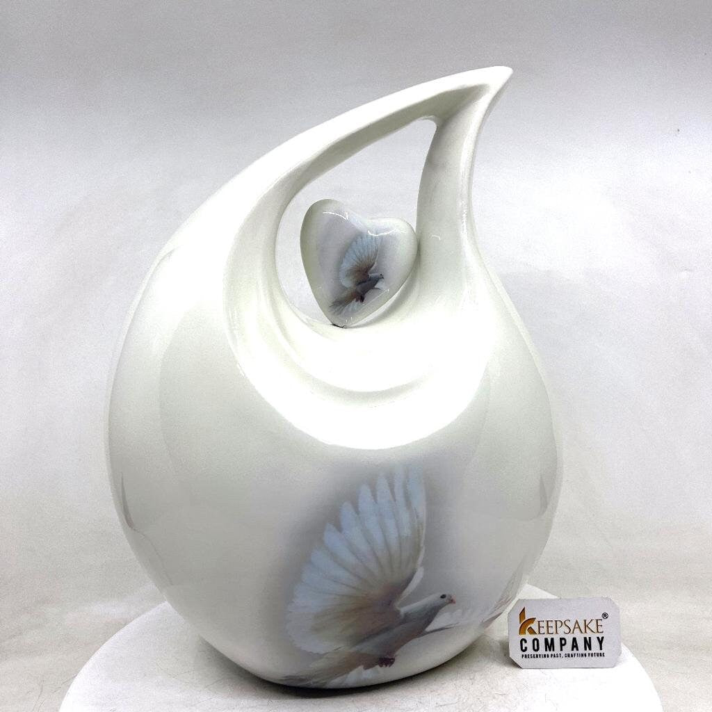 White Dove Teardrop Cremation Urns for Ashes Adult Male -  Urns for Ashes Adult Female - Urn - Urns - Cremation Urn  from Keepsake Company