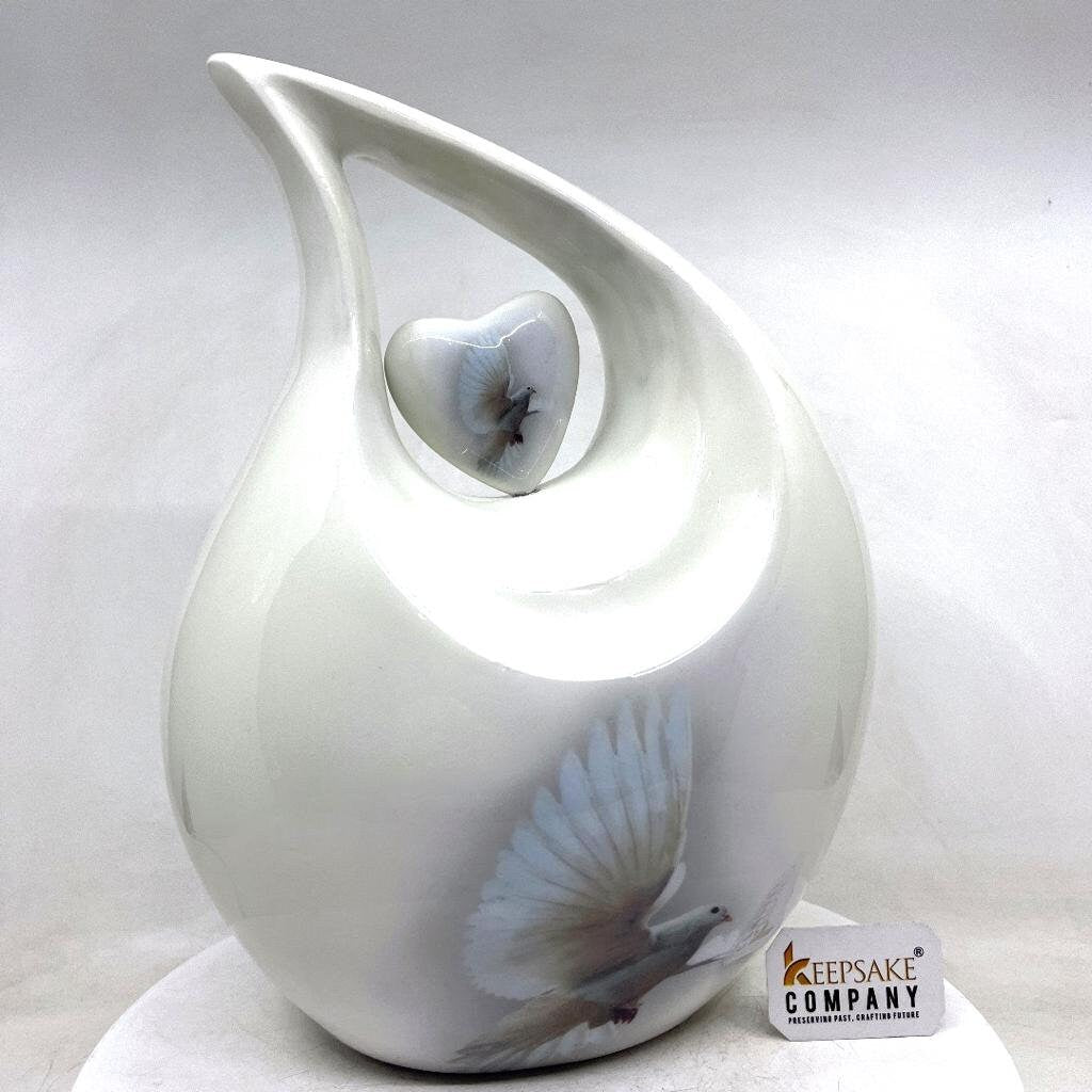 White Dove Teardrop Cremation Urns for Ashes Adult Male -  Urns for Ashes Adult Female - Urn - Urns - Cremation Urn  from Keepsake Company