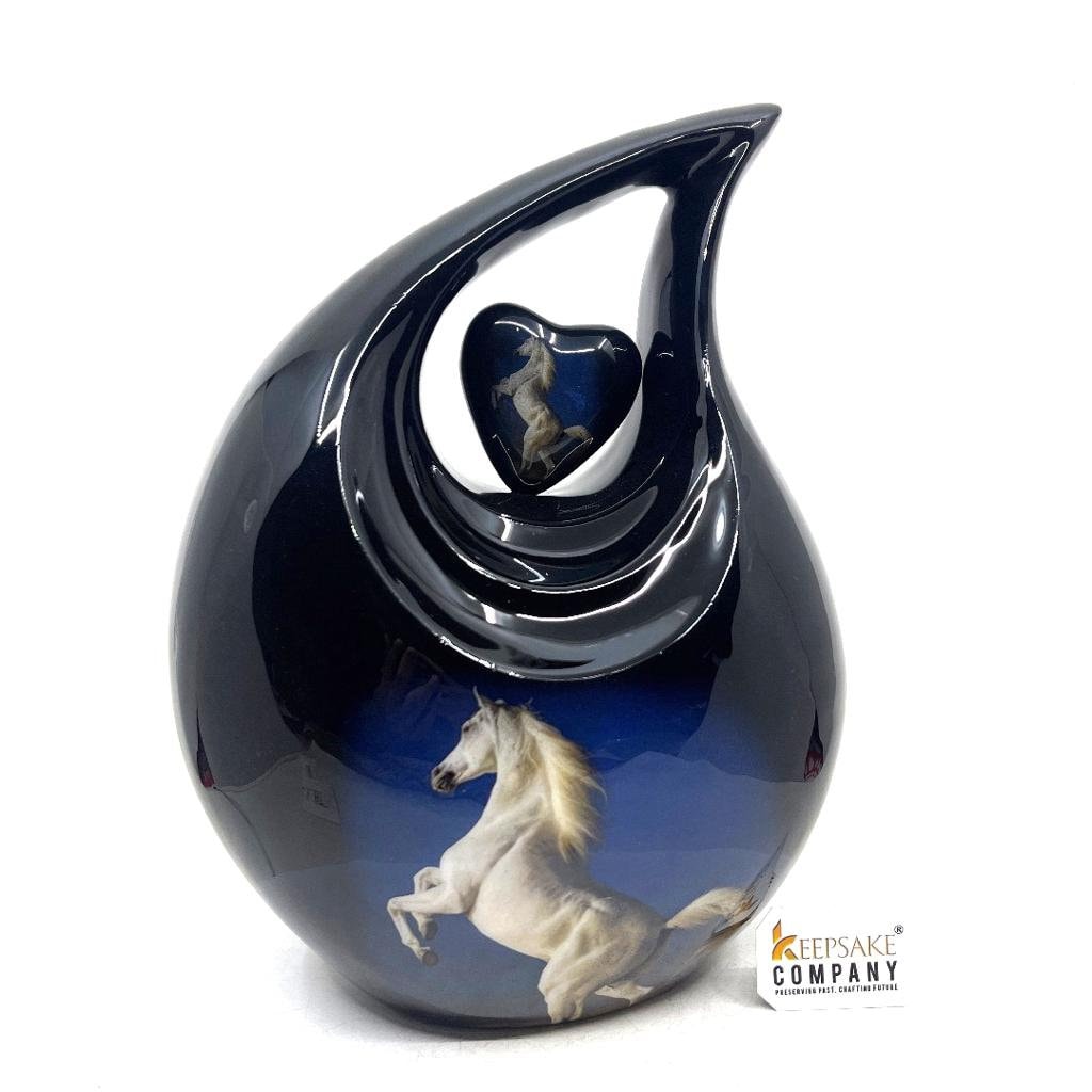 White Horse Teardrop Cremation Urns for Ashes -  Urns for Ashes  - Urn -  Funeral Urn - Urn for Ashes - Memorial urn - Personalized urn