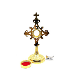 Brass Reliquary in 24 Carat Gold Plating - Small Reliquary - Monstrance -Reliquary - Relic Case - Brass Sacred Vessel Host Container