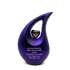 Purple Teardrop Cremation Urns for Human Ashes - Medium Urn - Decorative Urns - Medium Urns for Human Ashes (6 Inches/ 15 centimeters)