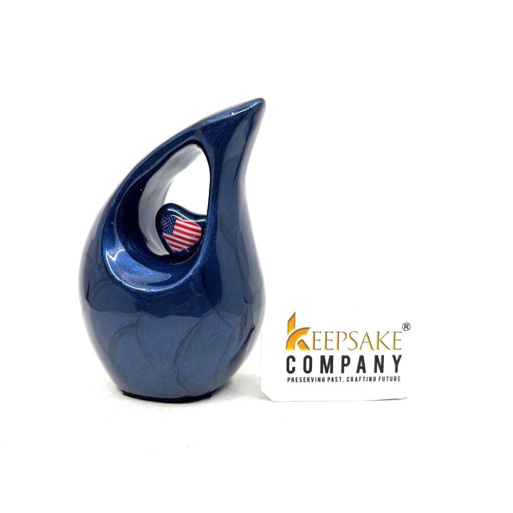 Roman Blue teardrop mini Cremation Urn, Small Urns for Human Ashes, Mini Urns for Human Ashes, Keepsake Urns for Human Ashes, Keepsake Urns