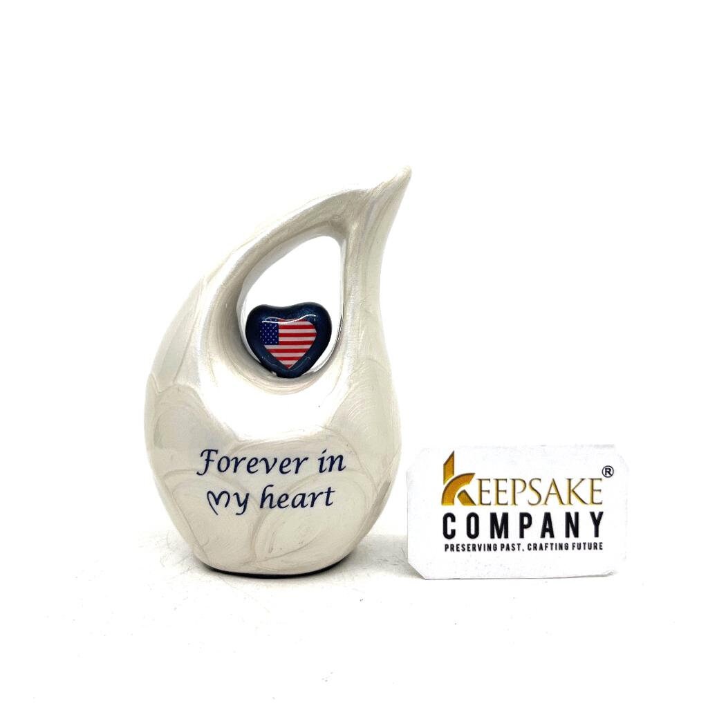 White teardrop mini Cremation Urn, Small Urns for Human Ashes, Mini Urns for Human Ashes, Keepsake Urns for Human Ashes, Keepsake Urn