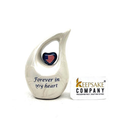 White teardrop mini Cremation Urn, Small Urns for Human Ashes, Mini Urns for Human Ashes, Keepsake Urns for Human Ashes, Keepsake Urn