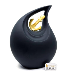 Premium Black Teardrop Urns for Ashes with Anchor - Urn - urns for human ashes adult female - Urns - Cremation Urns for Adult Ashes