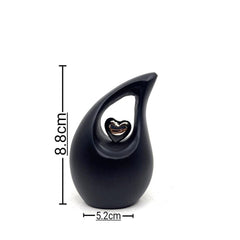 Black Teardrop Small Urns for Human Ashes with Heart - Mini Urn for Human Ashes - Ash Urn - Keepsake Urns for Human Ashes - Mini Urn - Urn