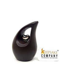 Brown Teardrop Small Urns for Human Ashes with Heart - Mini Urn for Human Ashes - Ashes Urn - Keepsake Urns for Human Ashes - Mini Urn - Urn