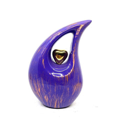 Purple Golden Teardrop Cremation Urns for Human Ashes - Urn- Urns for Ashes    (6 Inches/ 15 centimetres) - Funeral Urn - Small Urn for Ash