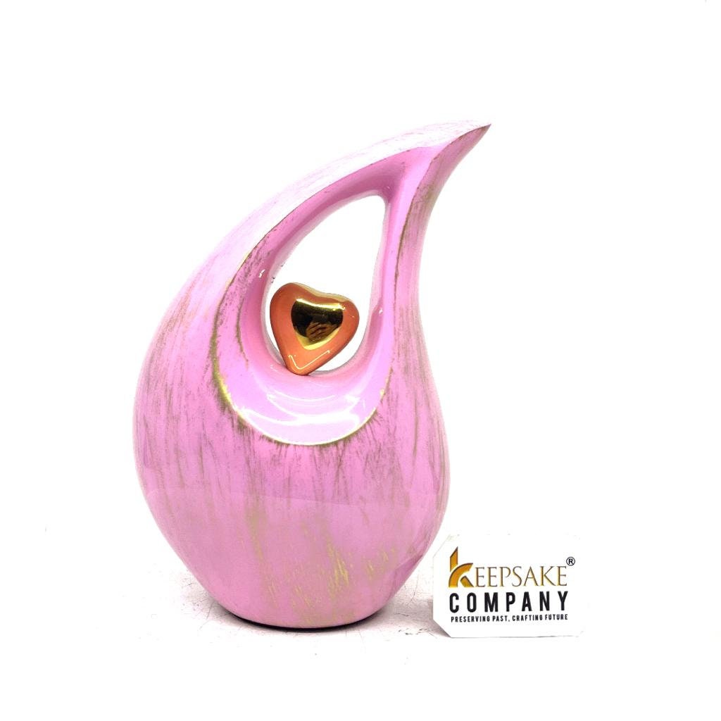 Pink Golden Teardrop Cremation Urns for Human Ashes - Urn- Urns for Ashes - Personalized Urn   (6 Inches/ 15 centimetres)