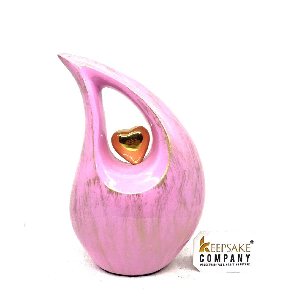 Pink Golden Teardrop Cremation Urns for Human Ashes - Urn- Urns for Ashes - Personalized Urn   (6 Inches/ 15 centimetres)