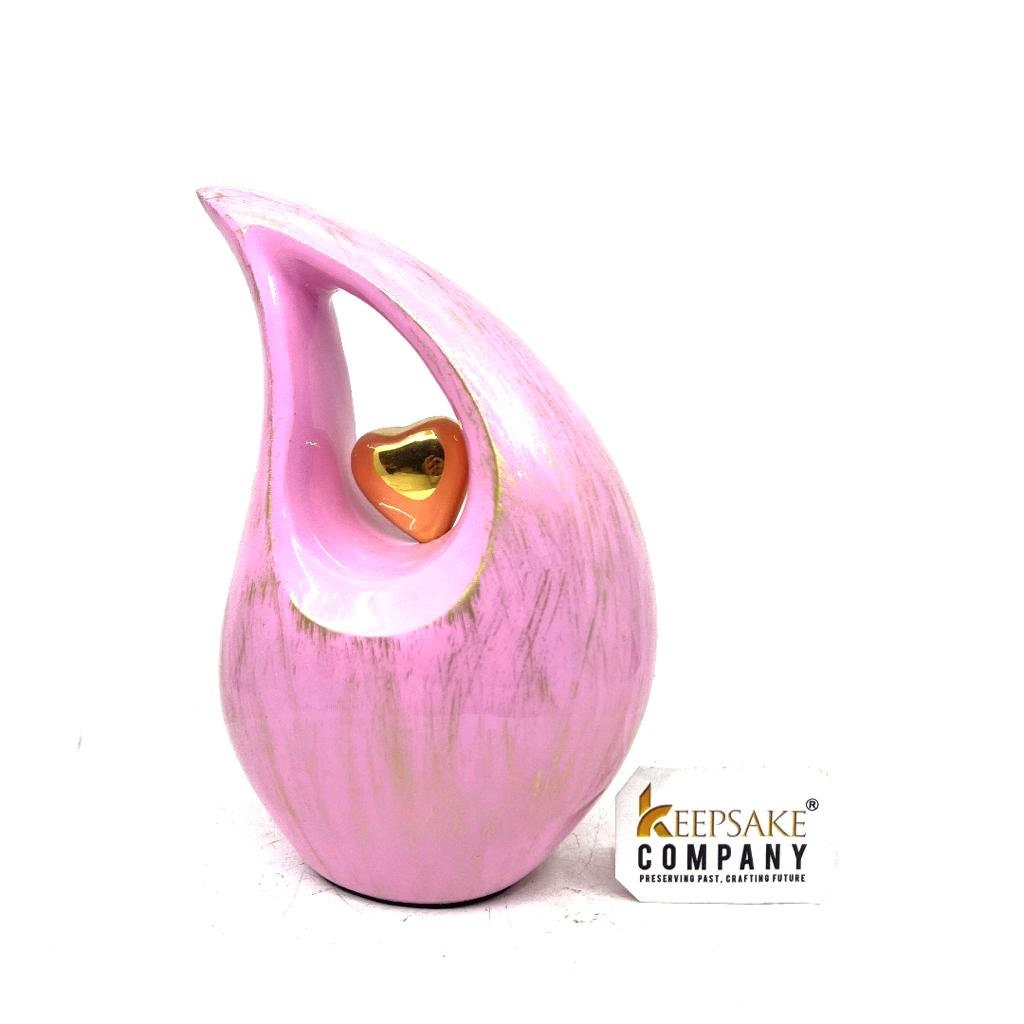 Pink Golden Teardrop Cremation Urns for Human Ashes - Urn- Urns for Ashes - Personalized Urn   (6 Inches/ 15 centimetres)