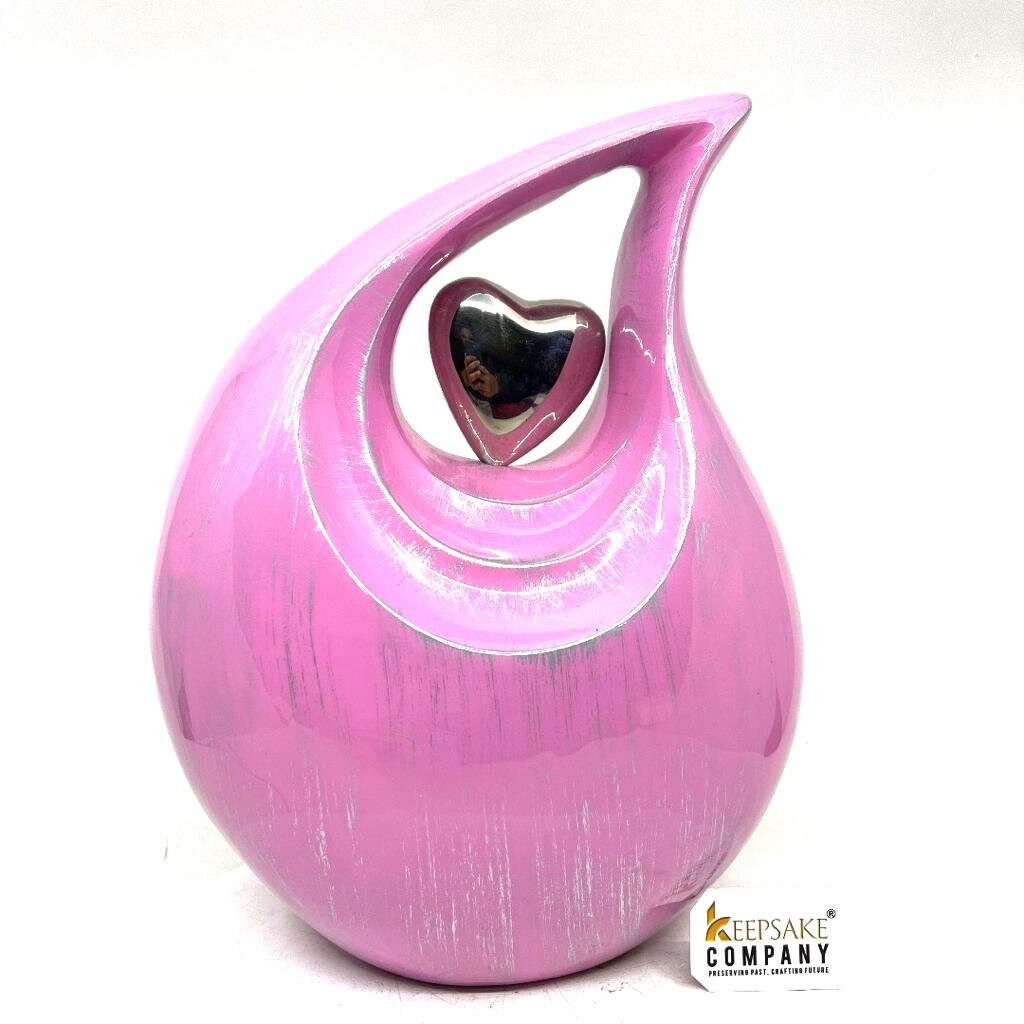 Pleasing Pink Silver Teardrop Urn - Urns for Ashes Adult male - urns for human ashes female - Cremation Urns for Adult Ashes  - Urns - Urn