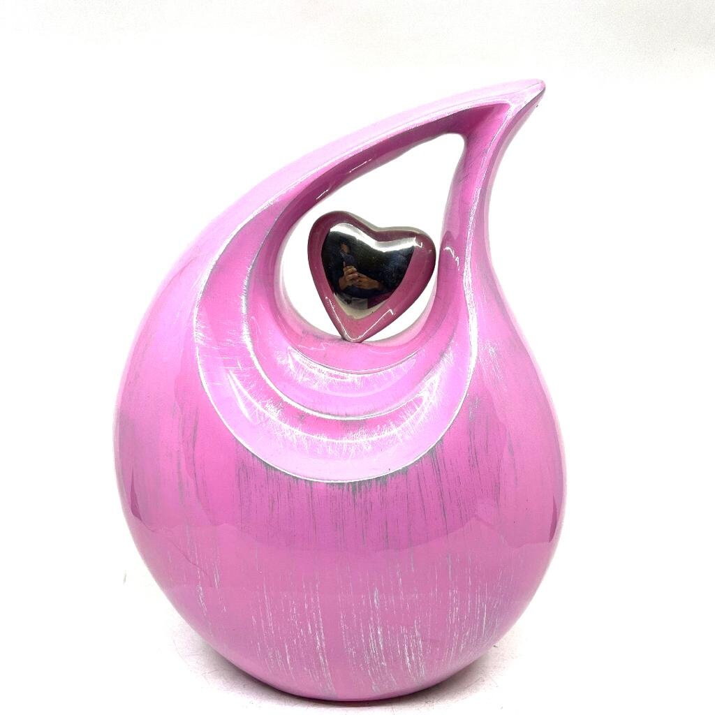 Pleasing Pink Silver Teardrop Urn - Urns for Ashes Adult male - urns for human ashes female - Cremation Urns for Adult Ashes  - Urns - Urn