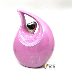 Pleasing Pink Silver Teardrop Urn - Urns for Ashes Adult male - urns for human ashes female - Cremation Urns for Adult Ashes  - Urns - Urn