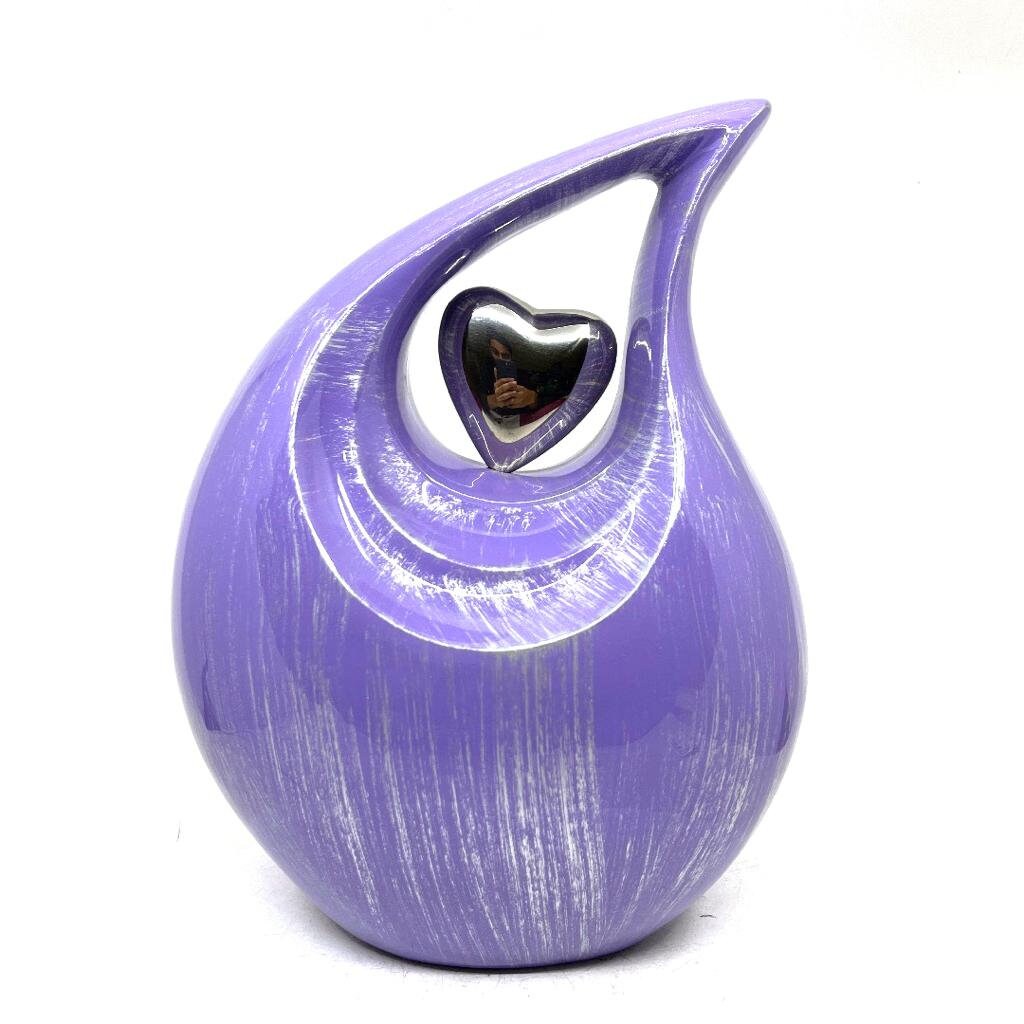 Lovely Lavender Silver Teardrop Urn - Urns for Ashes Adult male - urns for human ashes female - Cremation Urns for Adult Ashes  - Urns - Urn