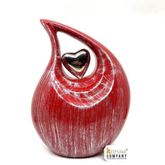 Ravishing Red Silver Teardrop Urn - Urns for Ashes Adult male - urns for human ashes female - Cremation Urns for Adult Ashes  - Urns - Urn