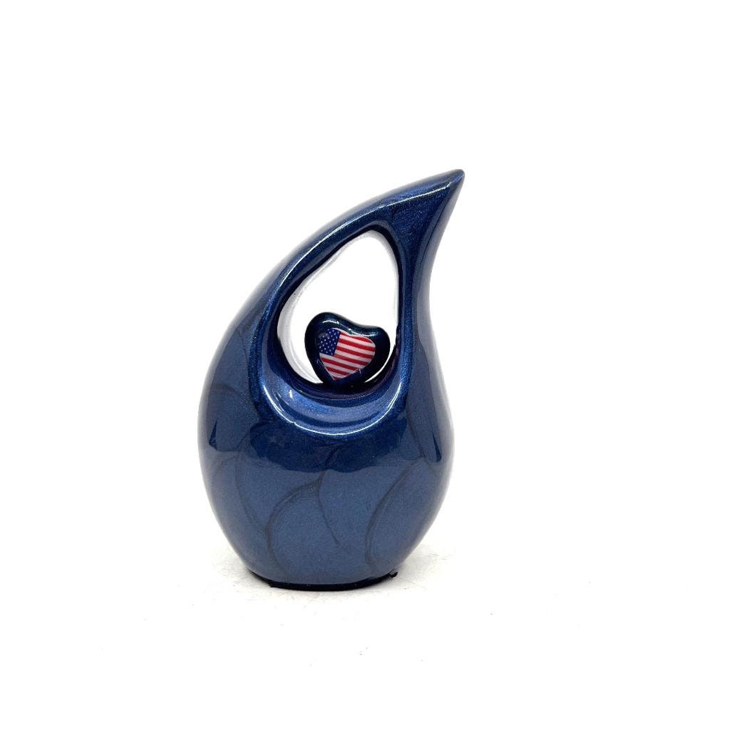 Roman Blue teardrop mini Cremation Urn, Small Urns for Human Ashes, Mini Urns for Human Ashes, Keepsake Urns for Human Ashes, Keepsake Urns