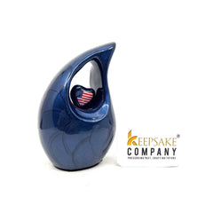 Roman Blue teardrop mini Cremation Urn, Small Urns for Human Ashes, Mini Urns for Human Ashes, Keepsake Urns for Human Ashes, Keepsake Urns