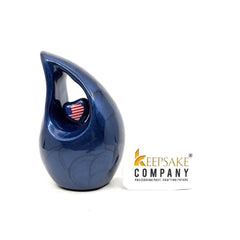Roman Blue teardrop mini Cremation Urn, Small Urns for Human Ashes, Mini Urns for Human Ashes, Keepsake Urns for Human Ashes, Keepsake Urns