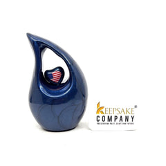 Roman Blue teardrop mini Cremation Urn, Small Urns for Human Ashes, Mini Urns for Human Ashes, Keepsake Urns for Human Ashes, Keepsake Urns
