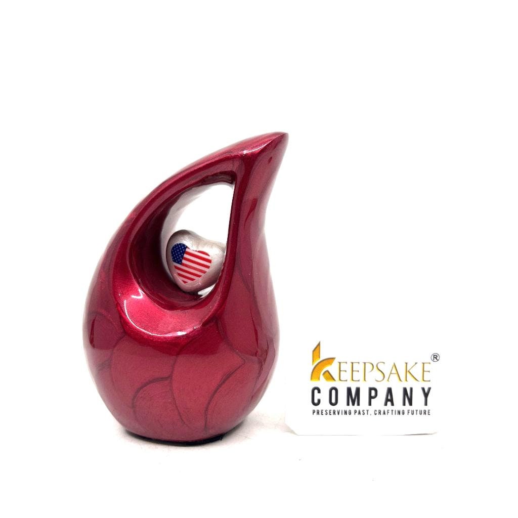 Red teardrop mini Cremation Urn, Small Urns for Human Ashes, Mini Urns for Human Ashes, Keepsake Urns for Human Ashes, Keepsake Urn