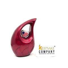 Red teardrop mini Cremation Urn, Small Urns for Human Ashes, Mini Urns for Human Ashes, Keepsake Urns for Human Ashes, Keepsake Urn