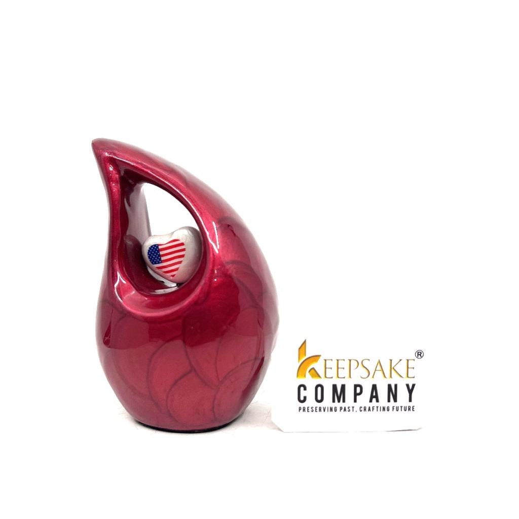 Red teardrop mini Cremation Urn, Small Urns for Human Ashes, Mini Urns for Human Ashes, Keepsake Urns for Human Ashes, Keepsake Urn