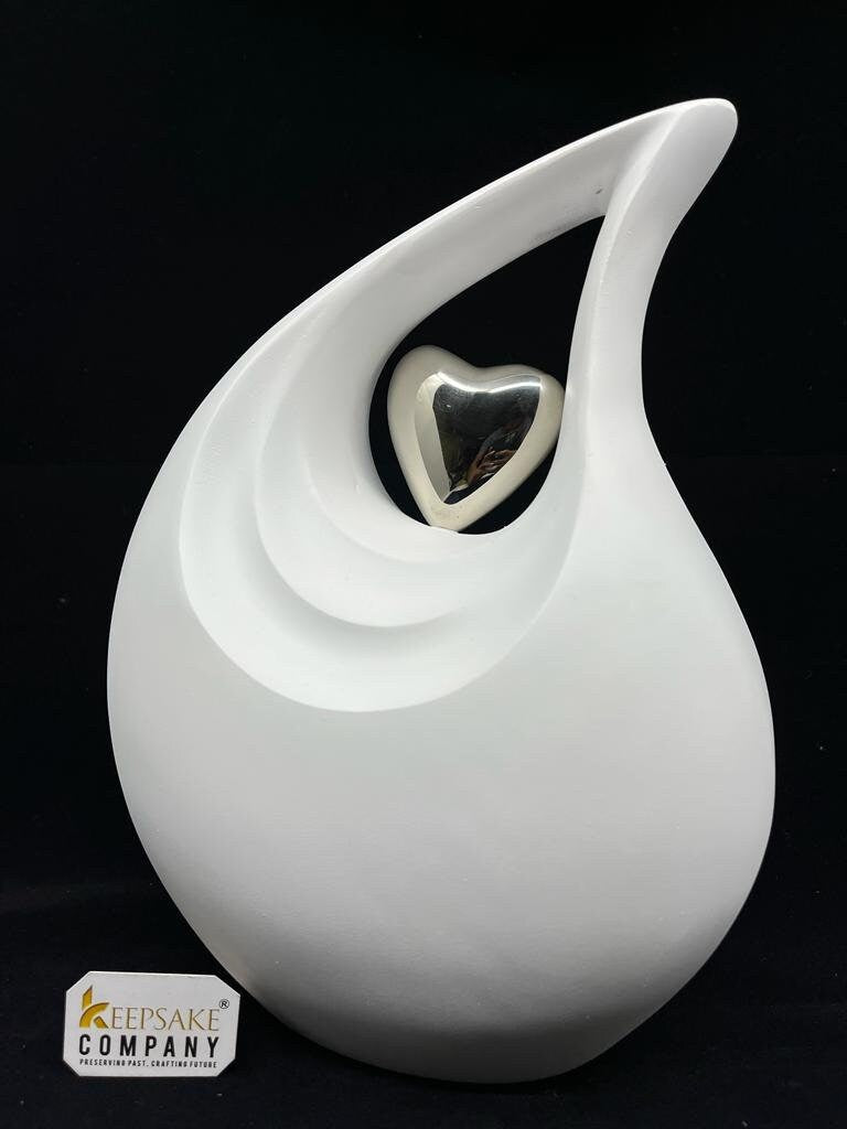 Premium White Teardrop Urns for Ashes - Urn - urns for human ashes - Cremation Urns for Adult Ashes