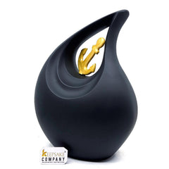 Premium Black Teardrop Urns for Ashes with Anchor - Urn - urns for human ashes adult female - Urns - Cremation Urns for Adult Ashes